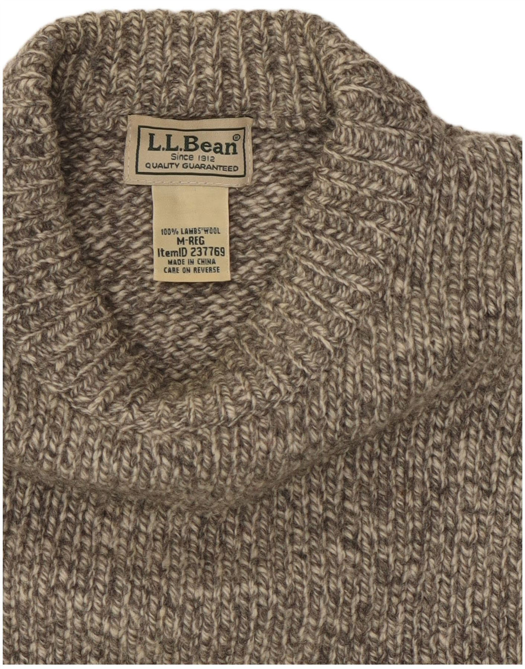 L.L.BEAN Herren-Pullover mit Rundhalsausschnitt, mittelgraue Wolle