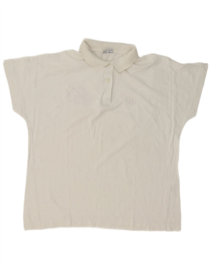 Sergio Tacchini Damen Poloshirt US 14 XL Weiße Baumwolle