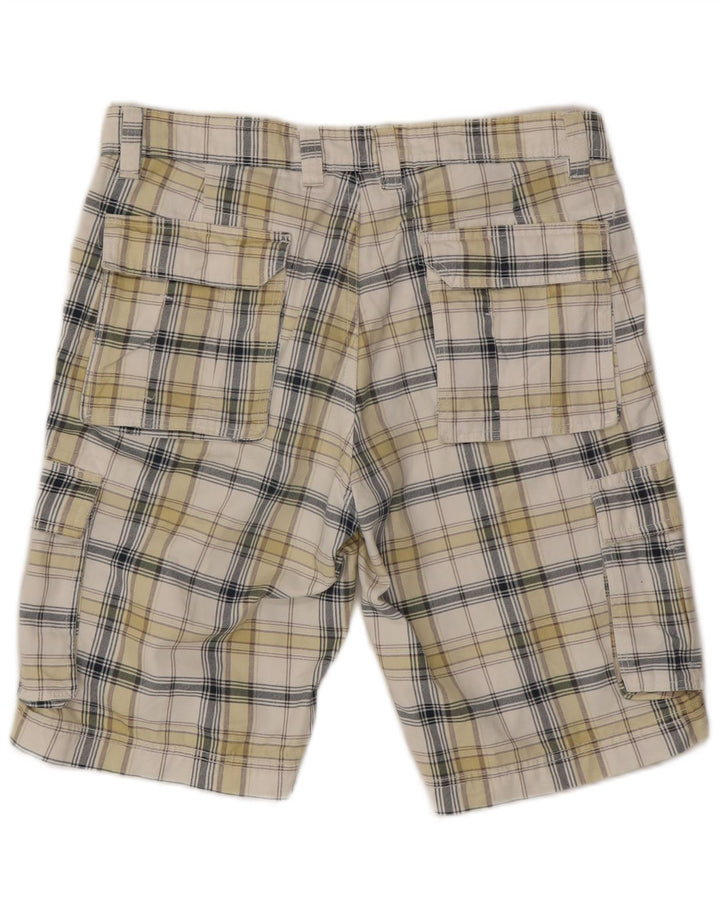 Angelo Litrico Herren Cargoshorts IT 50 Large W34 Weiß karierte Baumwolle