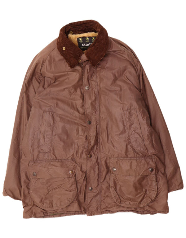 Vintage Herren Loose Fit Jacke aus gewachster Baumwolle UK 40 Large Braun