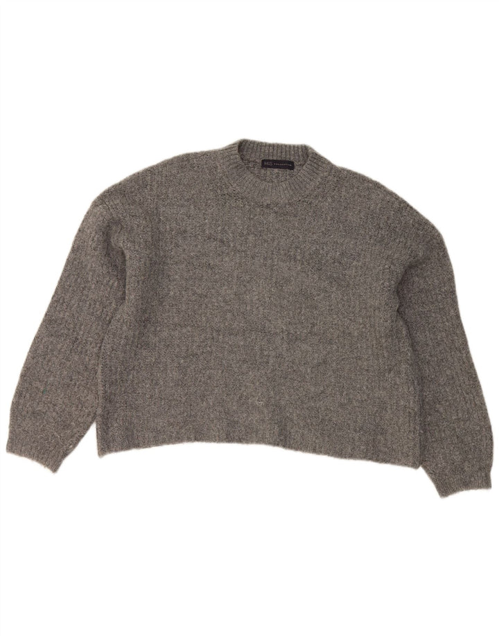 Marks & Spencer Damen Crop Crew Neck Pullover Pullover UK 14 Large Grau
