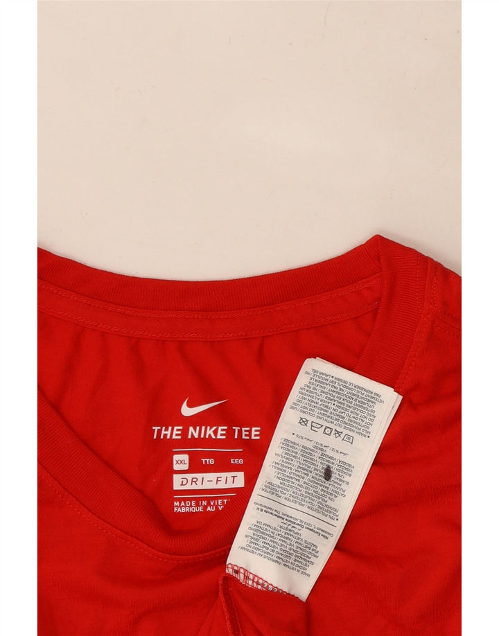 NIKE Herren Dri Fit Graphic T-Shirt Top 2XL Rot Polyester