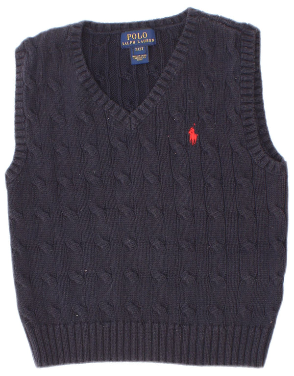 Polo Ralph Lauren Jungen-Weste-Tanktop, 2–3 Jahre, marineblaue Baumwolle