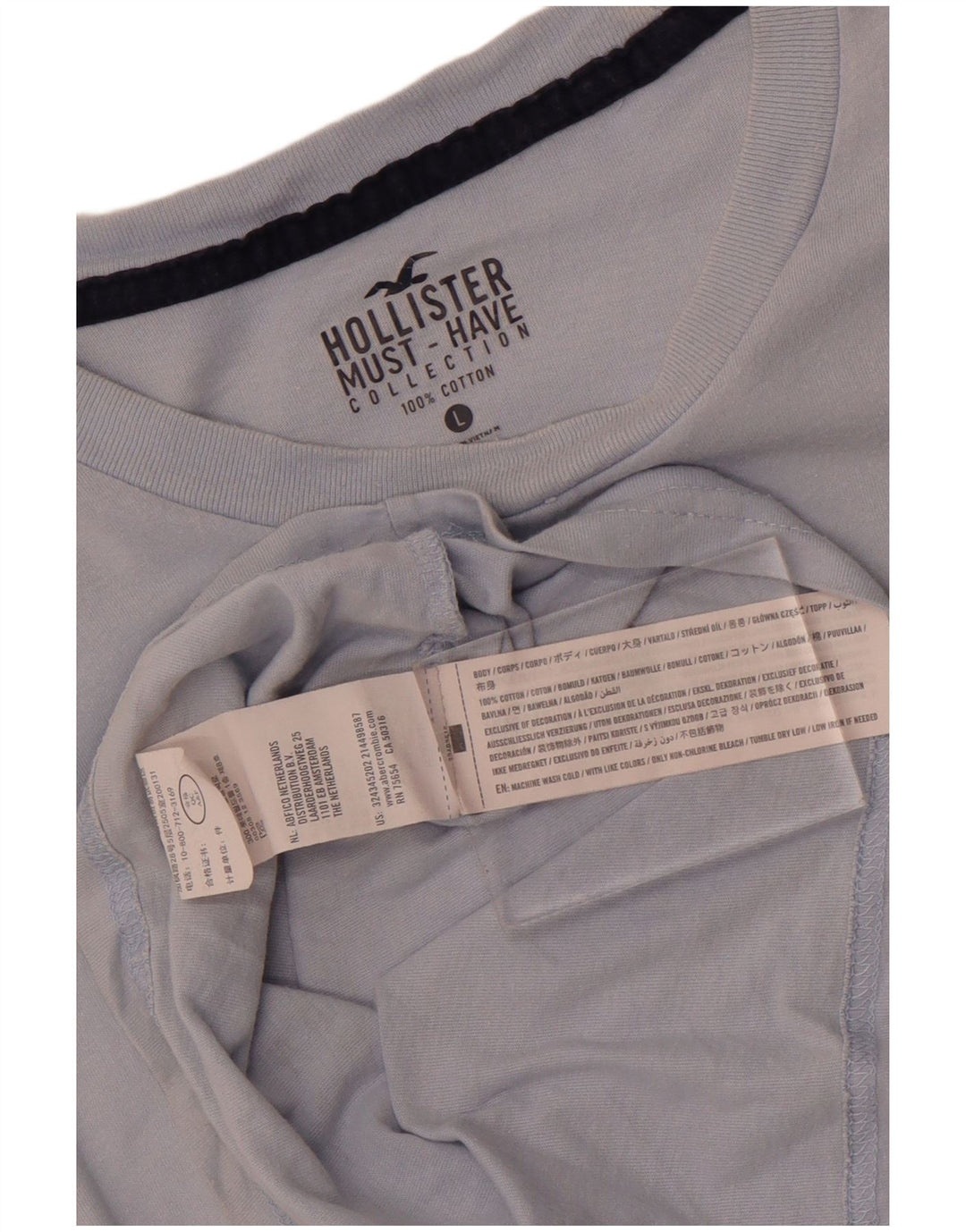 Hollister Herren T-Shirt Top Large Blau Baumwolle