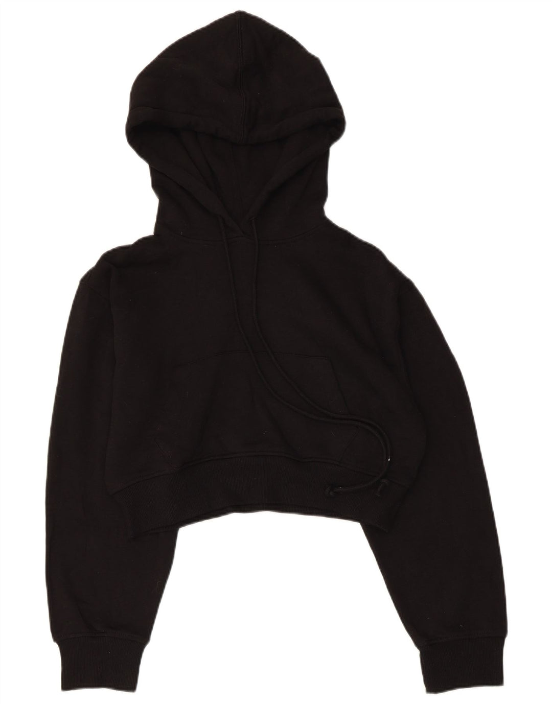 ZARA Damen Crop Hoodie Pullover UK 10 Small Schwarz Polyester