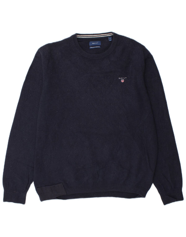 Gant Herren-Pullover mit Rundhalsausschnitt, XL, marineblaue Wolle