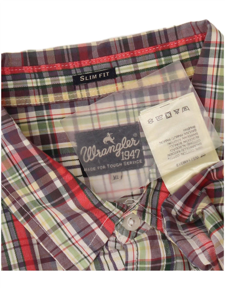 Wrangler Herren Slim Fit Kurzarmhemd XL Mehrfarbig kariert Baumwolle