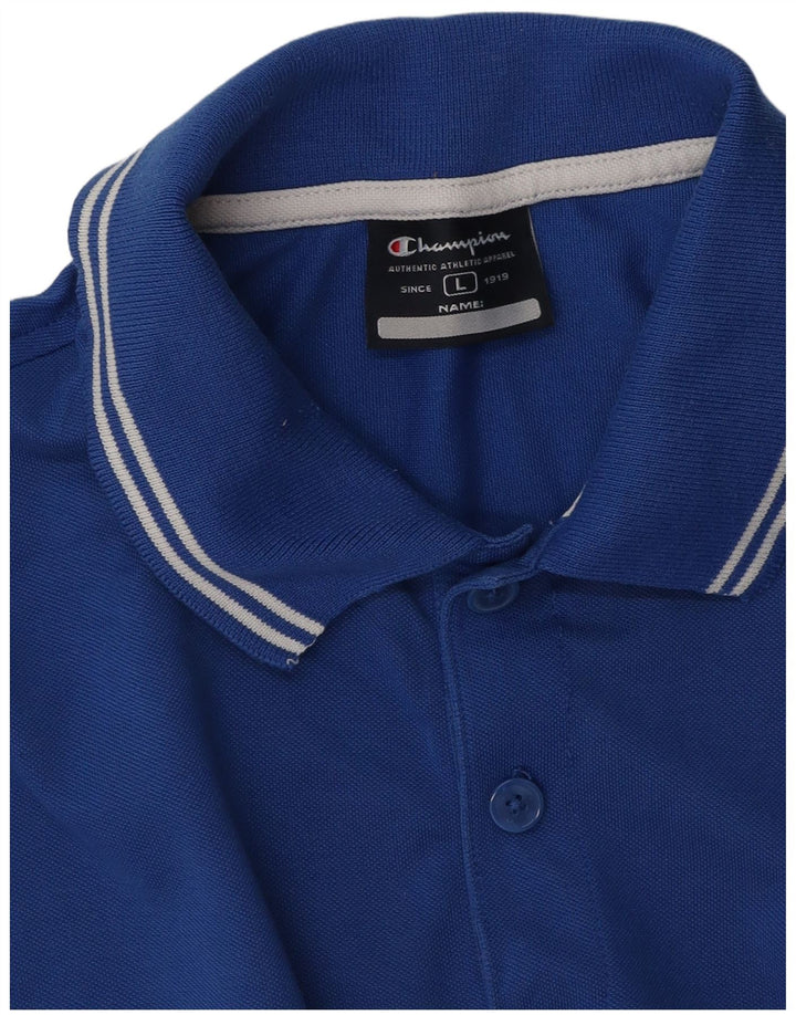 Champion Herren-Poloshirt mit Grafik, Größe L, Blau