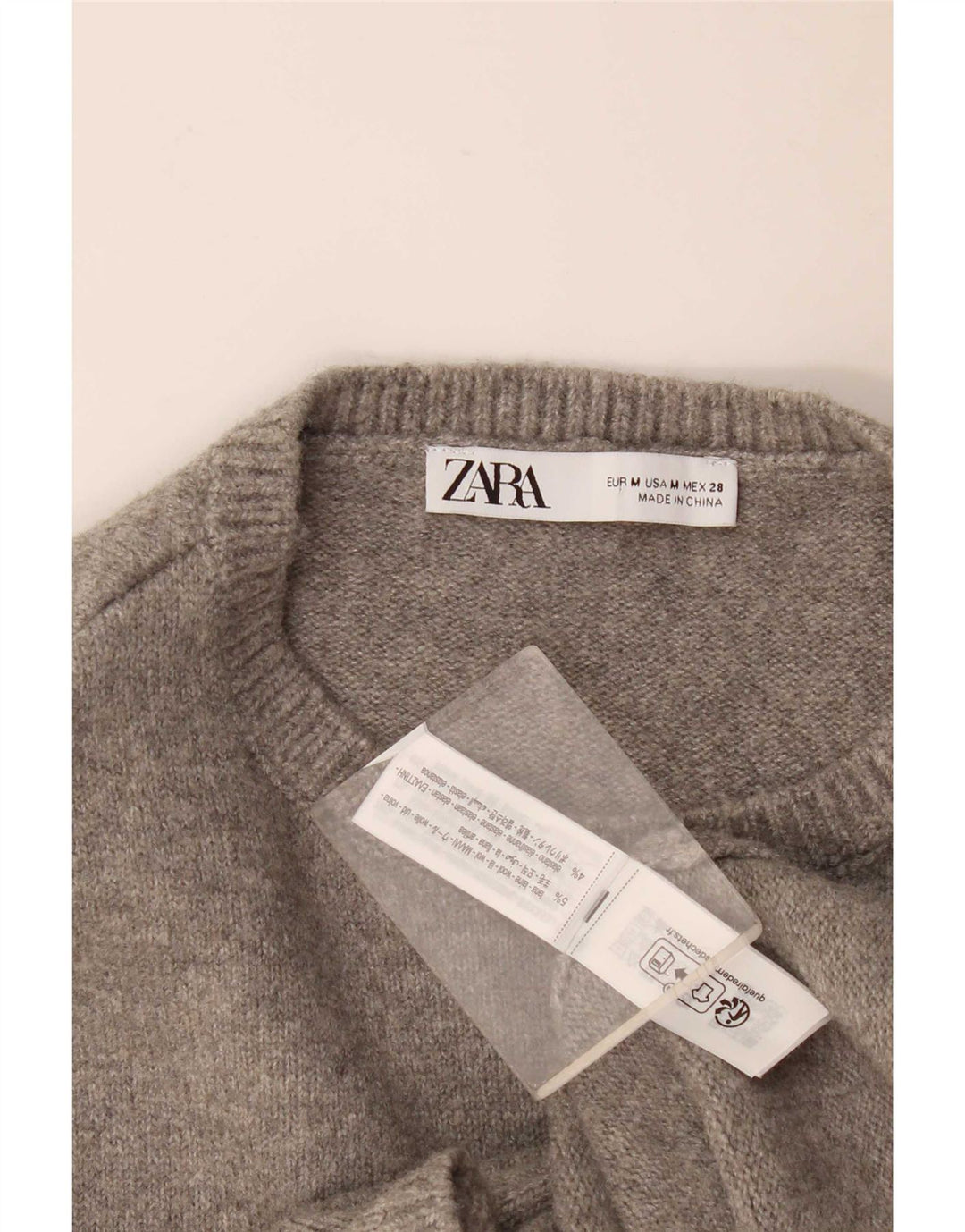 Zara Damen Ärmelloses Pulloverkleid UK 12 Mittelgraue Wolle