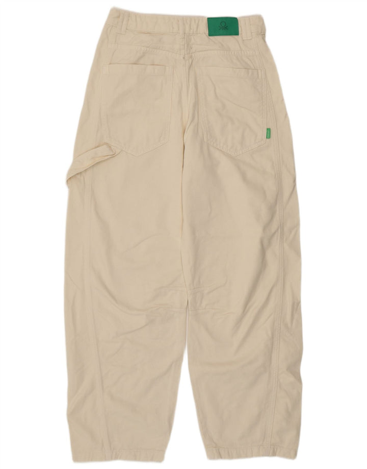 Benetton Damen Tapered Jeans W30 L29 Off White
