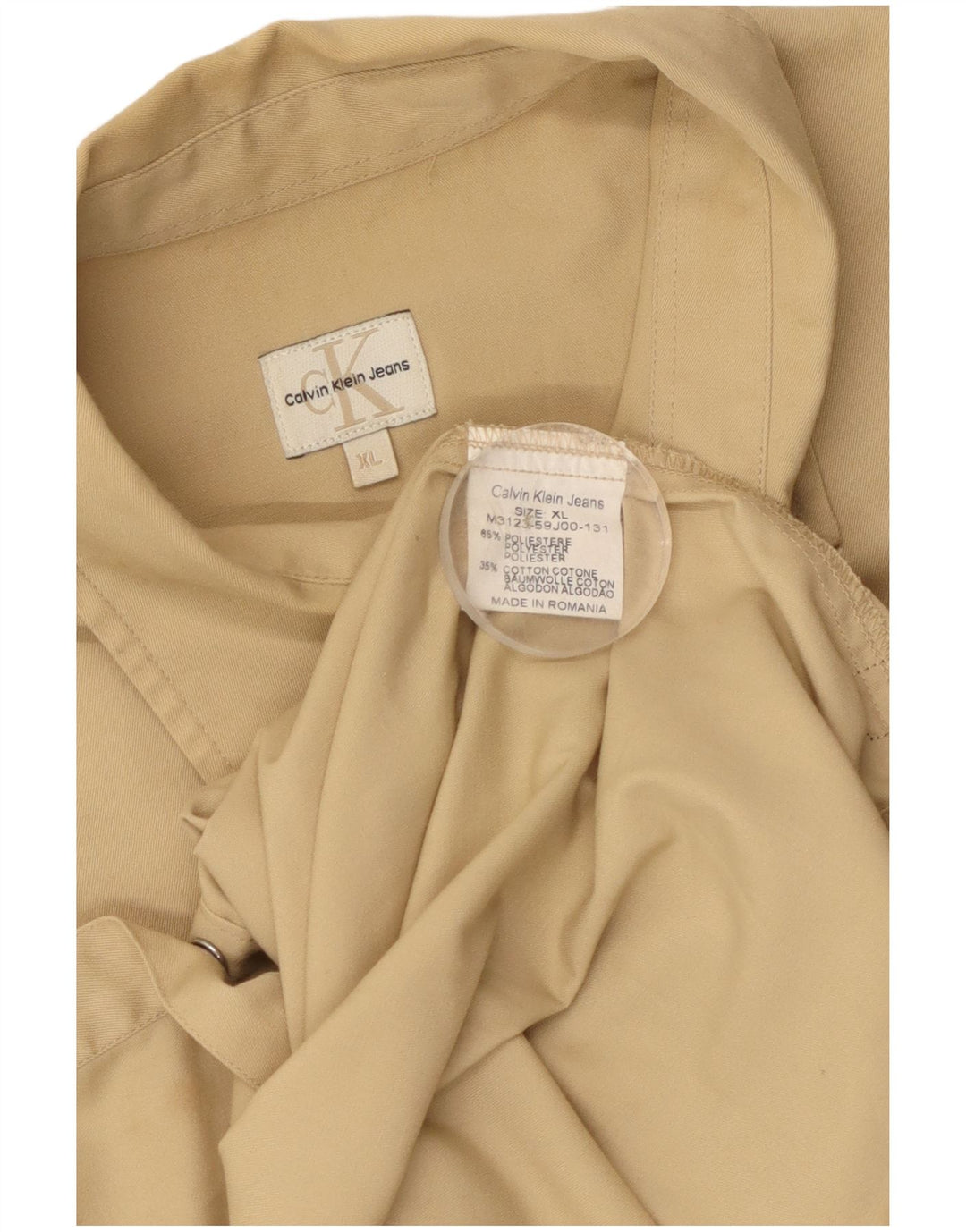 Calvin Klein Herren Regular Fit Hemd XL Beige Polyester