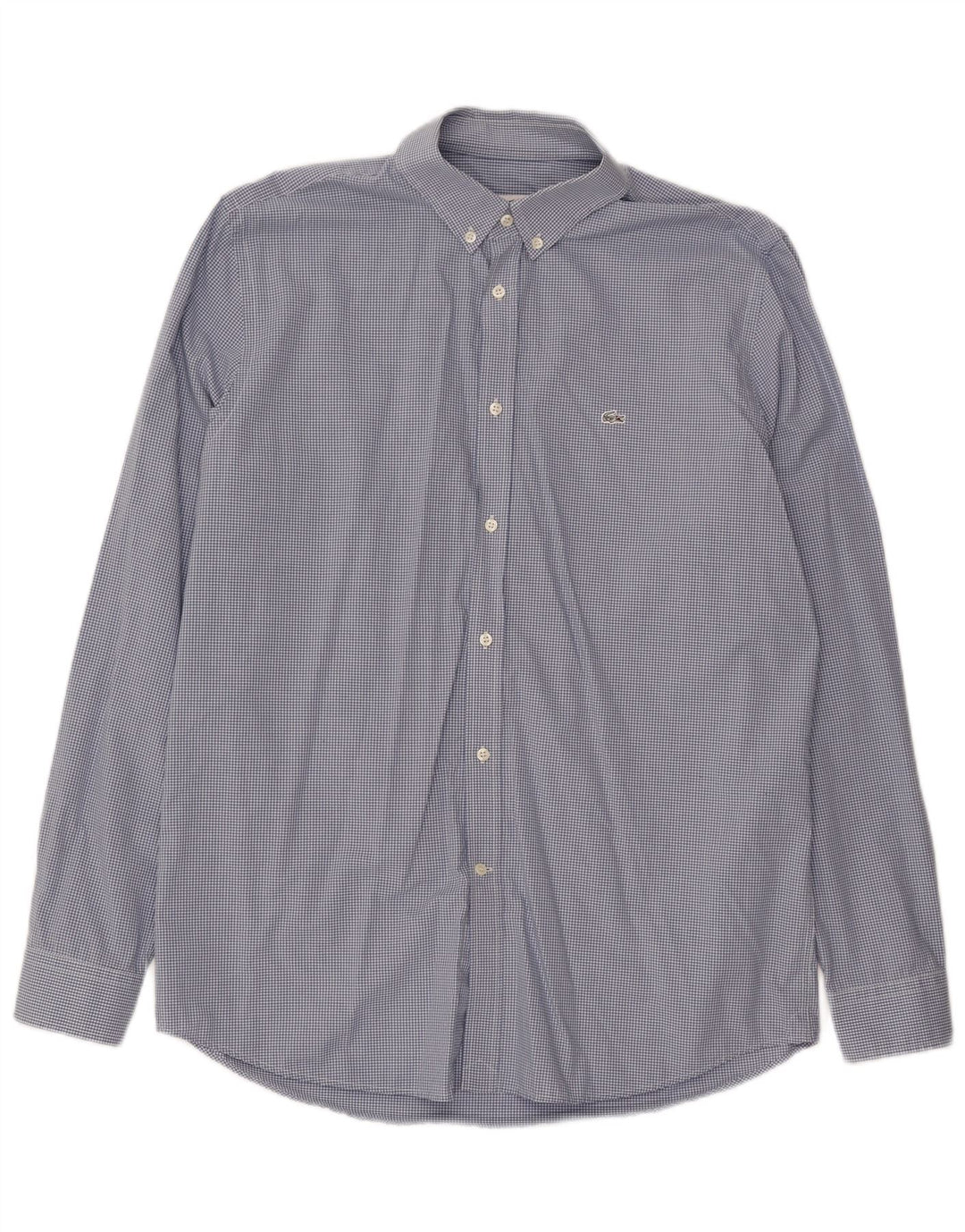 LACOSTE Mens Regular Fit Shirt Size 42 Large Blue Gingham Cotton