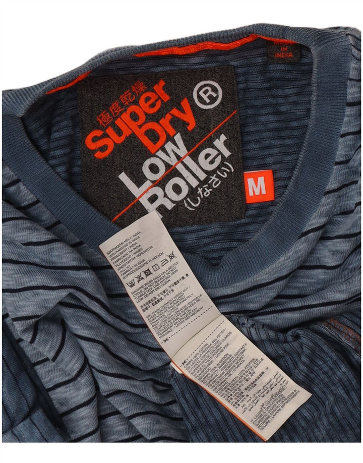 Superdry Herren T-Shirt-Oberteil aus mittelblauer, gestreifter Baumwolle
