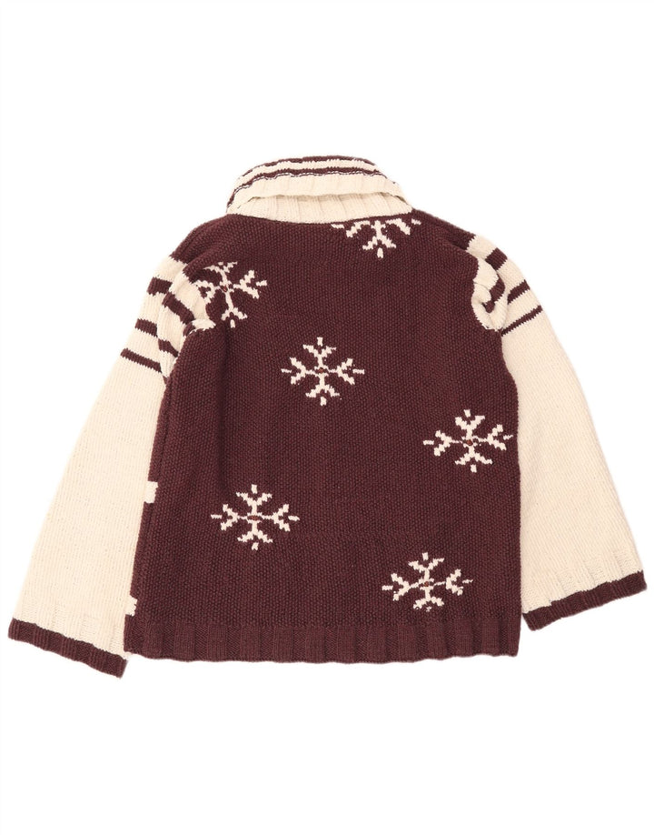 Vintage Herren Rollkragenpullover Pullover Medium Maroon Colourblock Winter