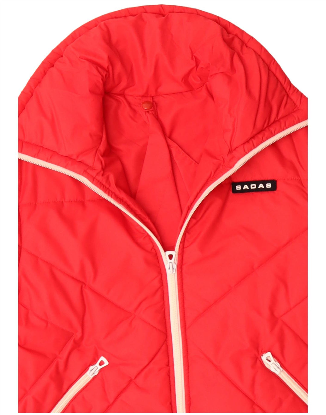 VINTAGE Wattierte Damenjacke mit Kapuze, UK 16, großes rotes Polyamid