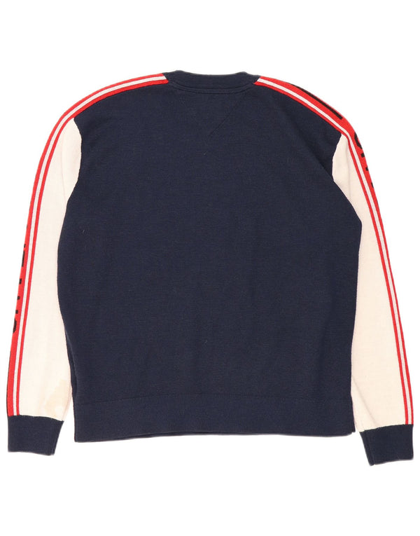 Tommy Hilfiger Damen Pullover mit grafischem Rundhalsausschnitt, UK 14, Medium Navy Bl