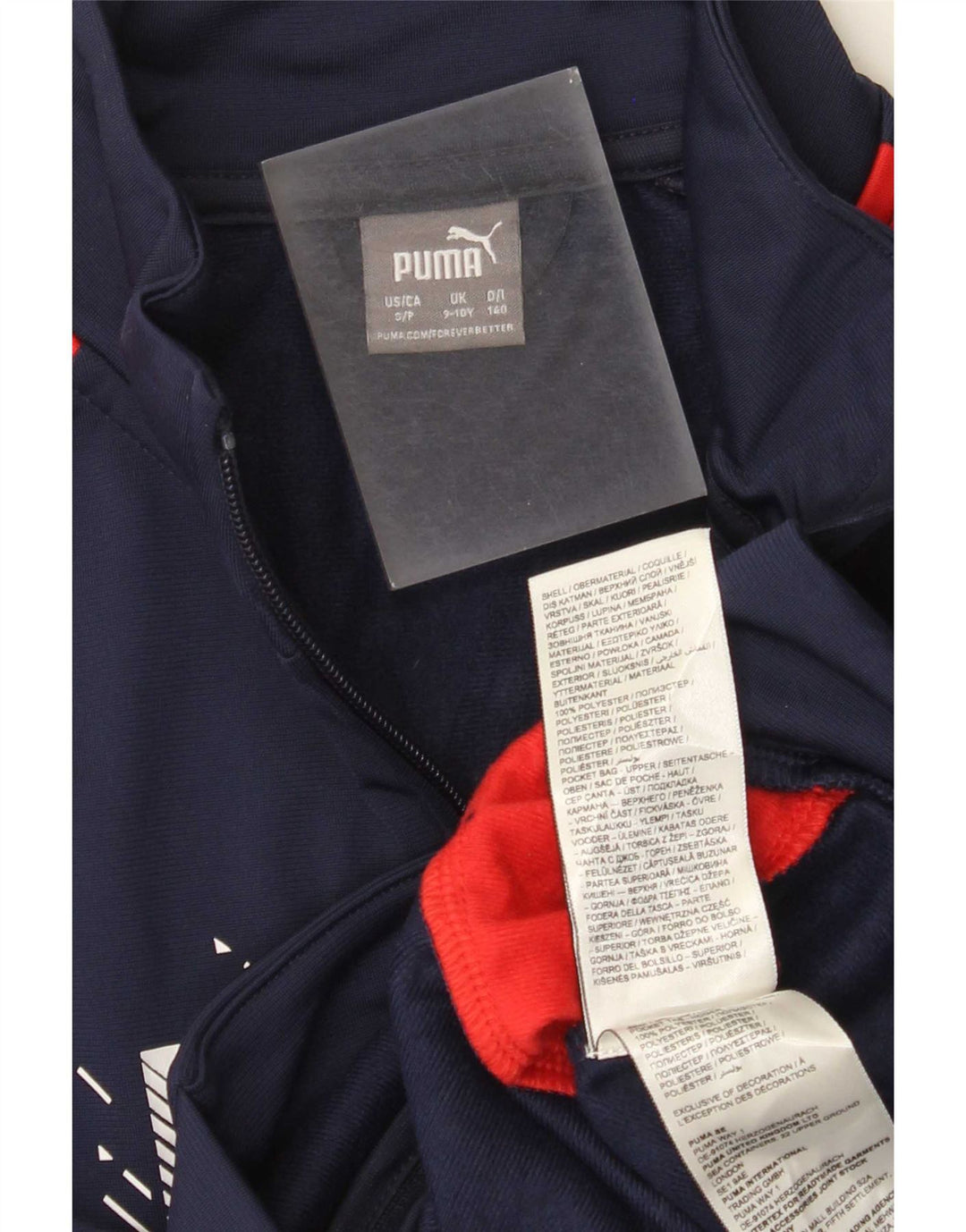 Puma Jungen Grafik-Trainingsanzug-Top-Jacke, 9–10 Jahre, Marineblau, Farbblock