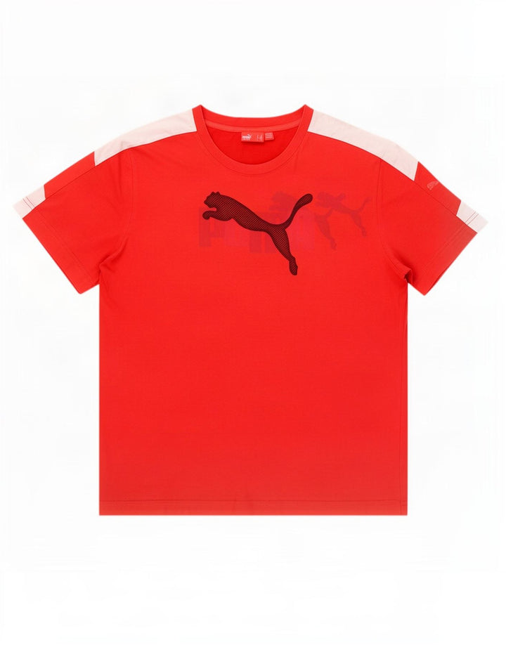 Puma Herren Grafik-T-Shirt-Oberteil Mittelroter Farbblock