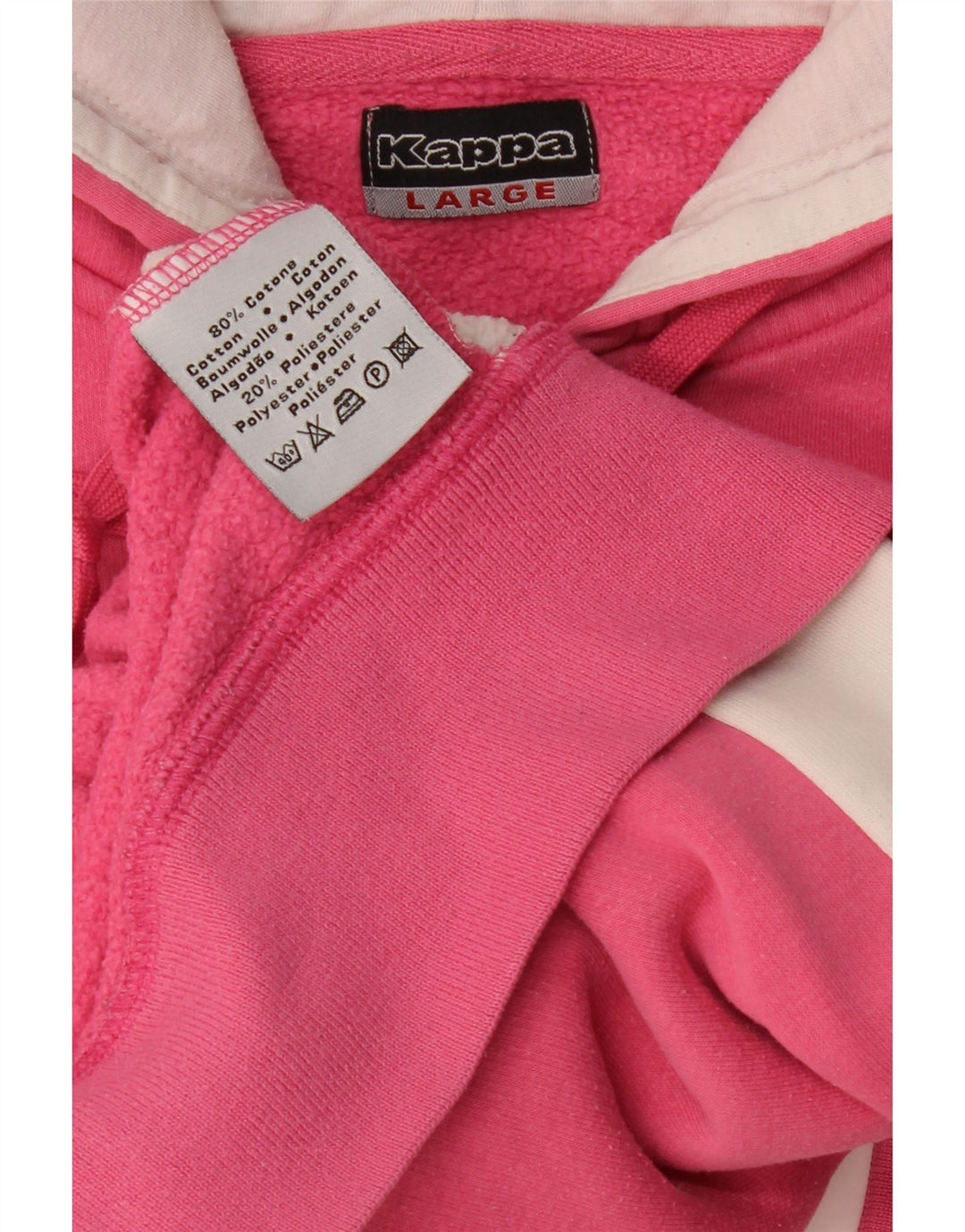 KAPPA Damen-Kapuzenpullover mit Reißverschluss, UK 14, Größe L, Pink, Colourblock-Baumwolle