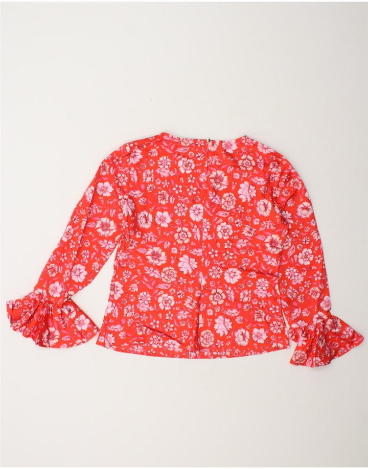 J. CREW Womens Shirt Blouse UK 10 Small Red Floral Polyester Vintage J. Crew and Second-Hand J. Crew from Messina Hembry 