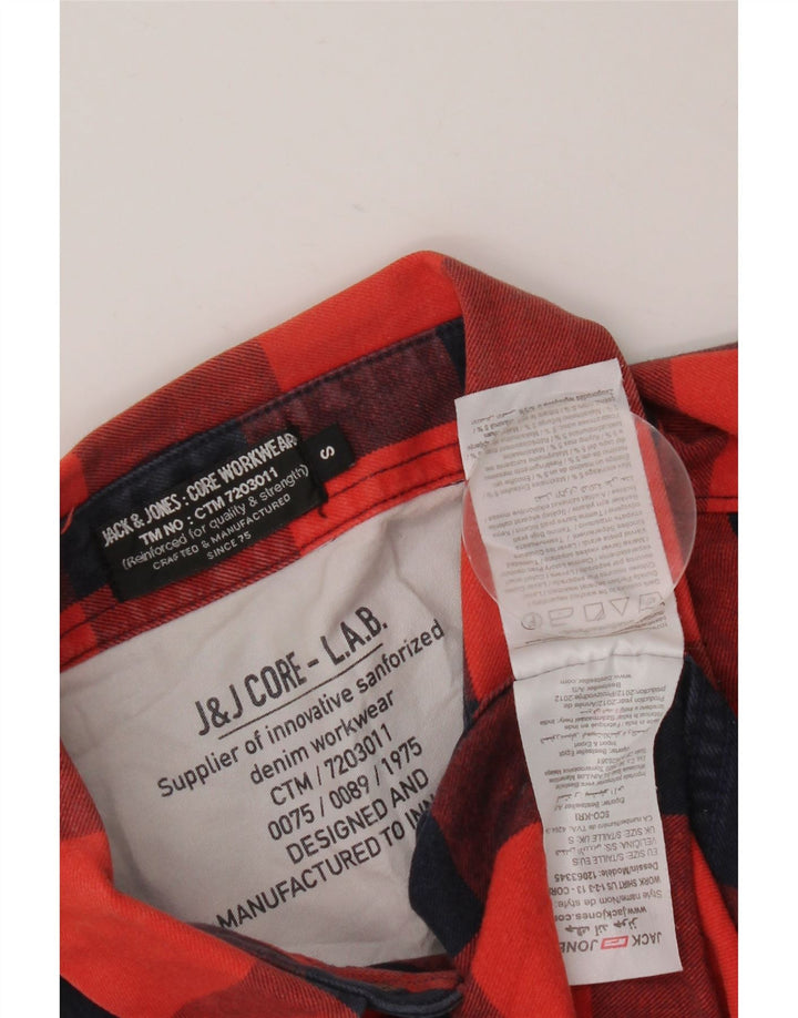 JACK & JONES Herren-Flanellhemd, klein, rot kariert, Baumwolle