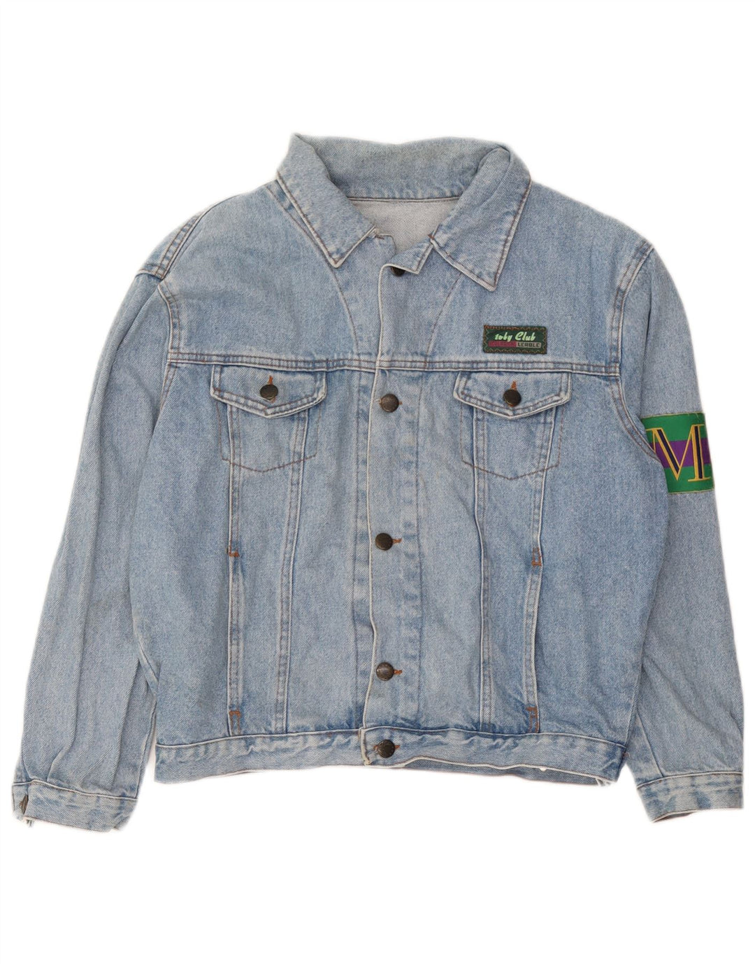 Vintage-Jeansjacke mit Grafik für Jungen, 11–12 Jahre, Blau