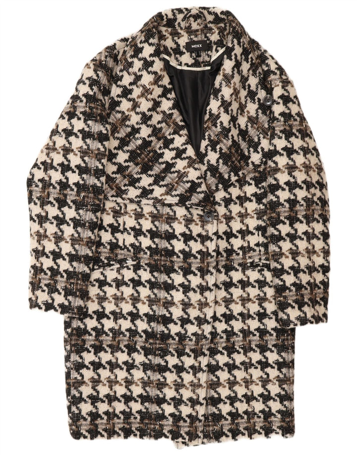 Mexx Damenmantel UK 14 Large Schwarze Hahnentrittwolle