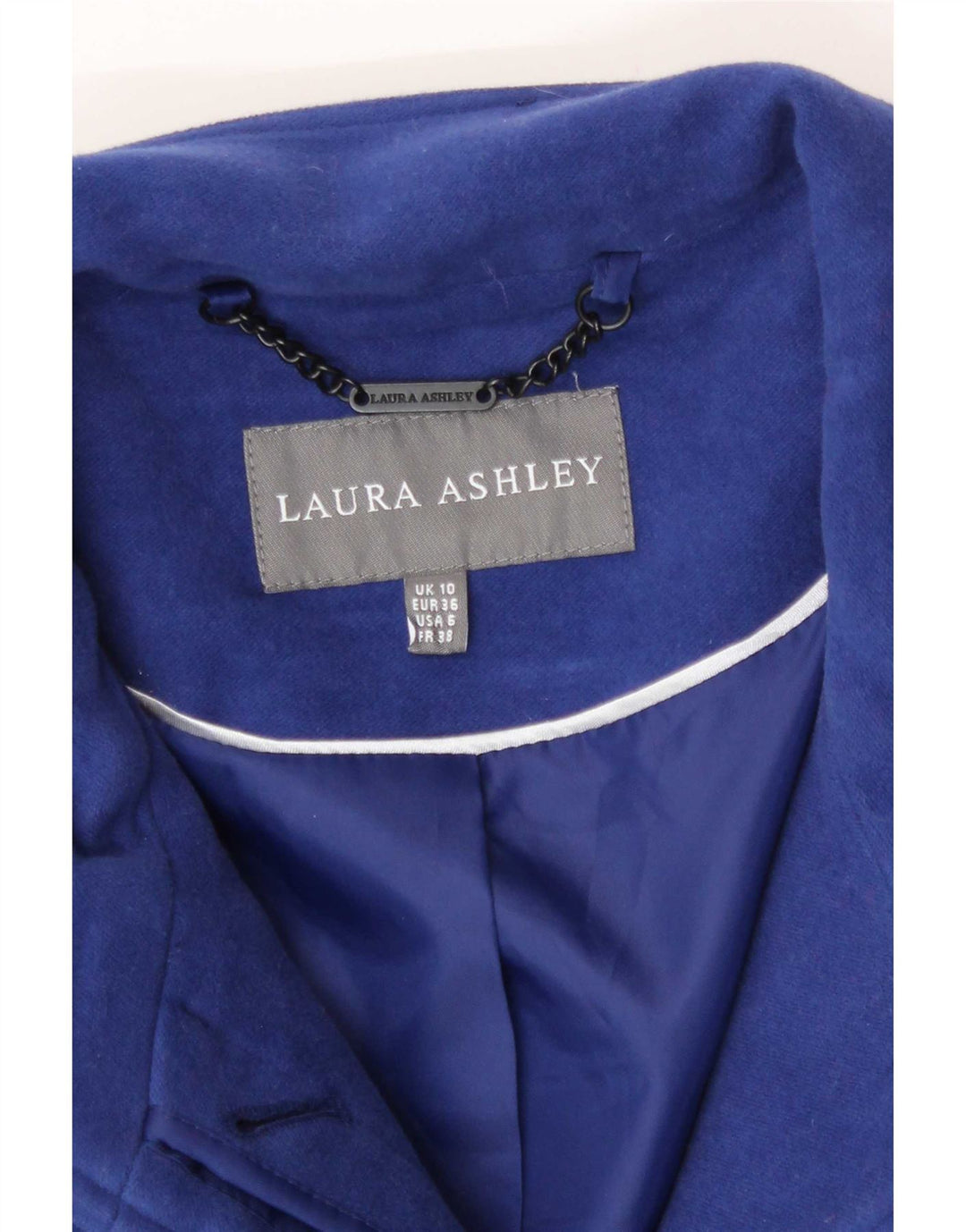 Laura Ashley Damenmantel UK 10 Small Blaue Baumwolle