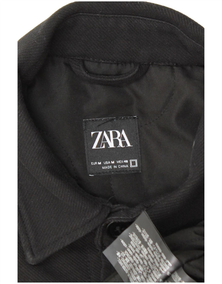 Zara Herren Bomberjacke UK 38 Mittelschwarze Baumwolle