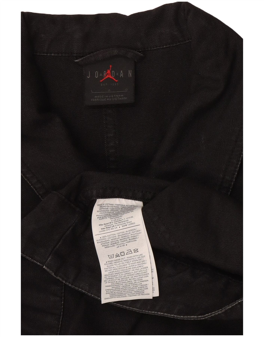 Jordan Herren Jeansjacke UK 40 Große schwarze Baumwolle