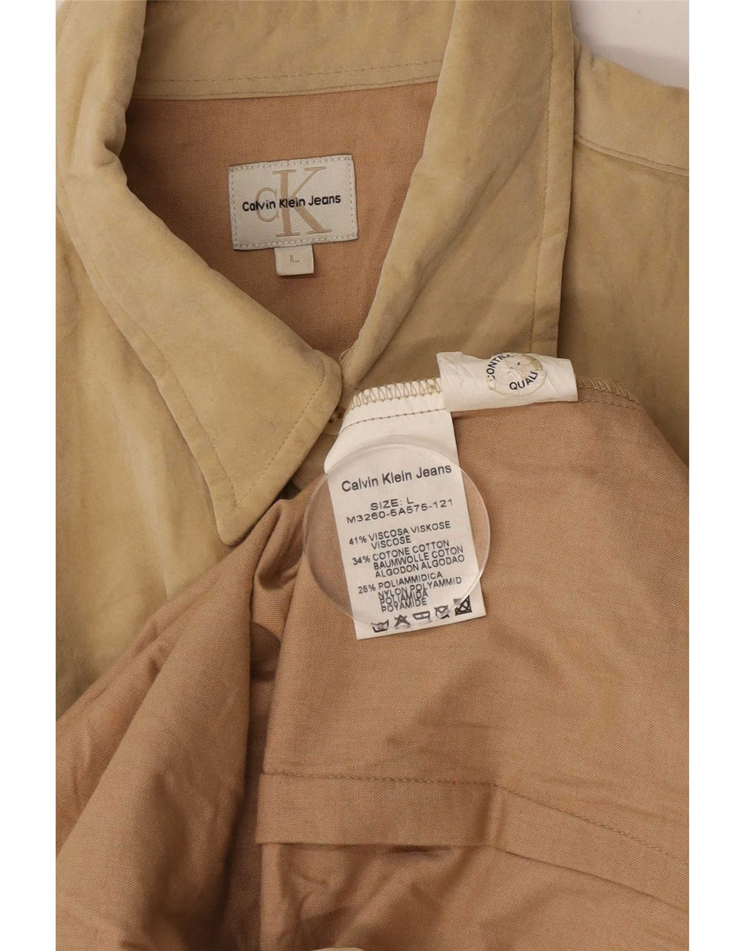 Calvin Klein Jeans Herrenhemd Large Beige Viskose