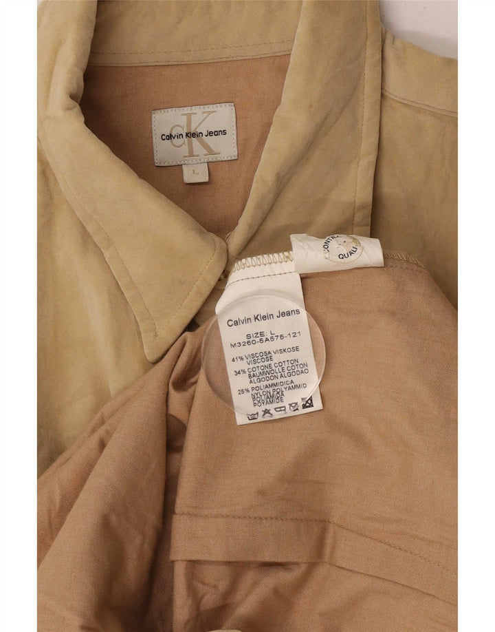 Calvin Klein Jeans Herrenhemd Large Beige Viskose