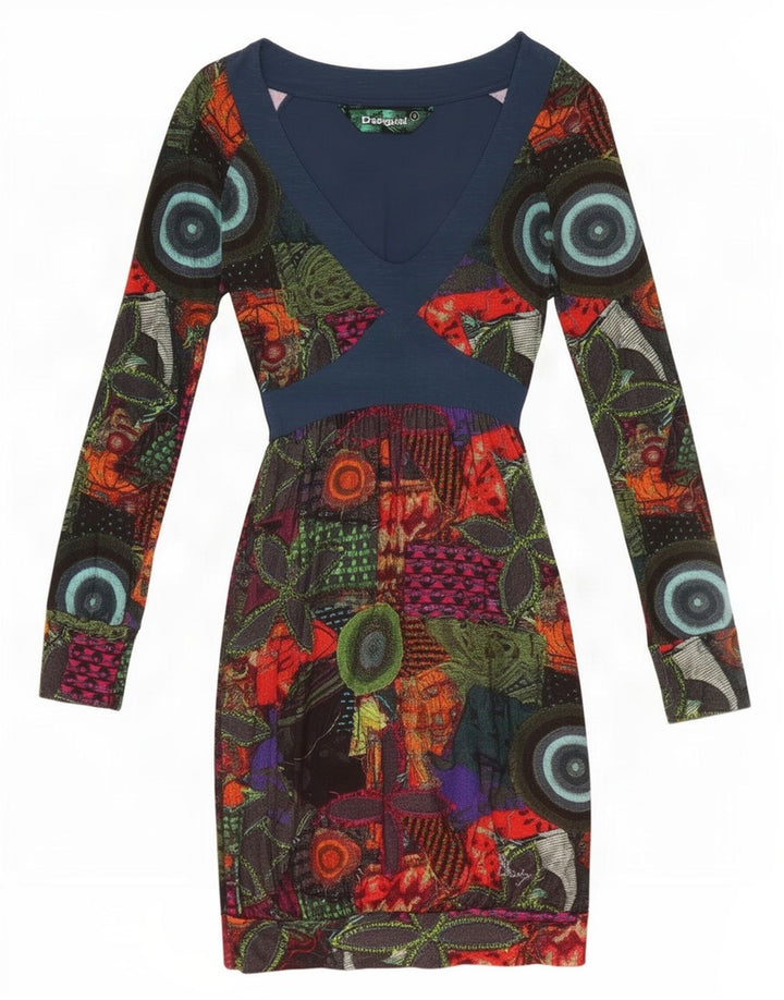 Desigual Damen Etuikleid UK 10 Small Mehrfarbig Geometrisch