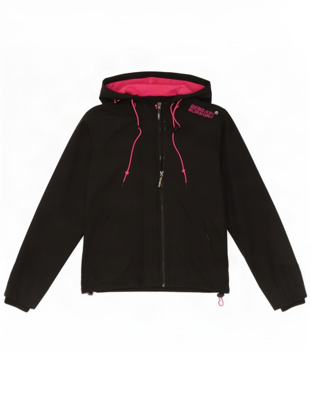 Superdry Damen-Windbreakerjacke mit Kapuze, UK 16, Größe L, Schwarz, Polyester