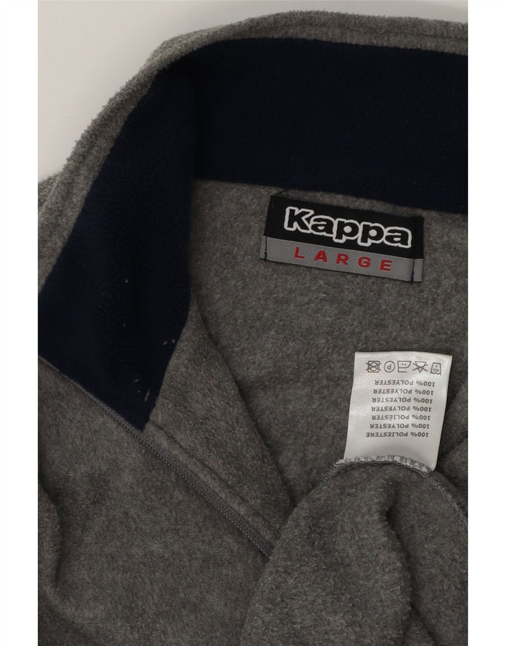 Kappa Herren-Fleecepullover mit Reißverschluss am Hals, großes graues Polyester