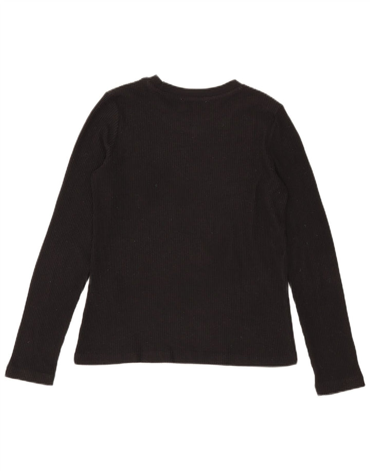 Zara Damen Top Langarm UK 10 Small Schwarz Polyester