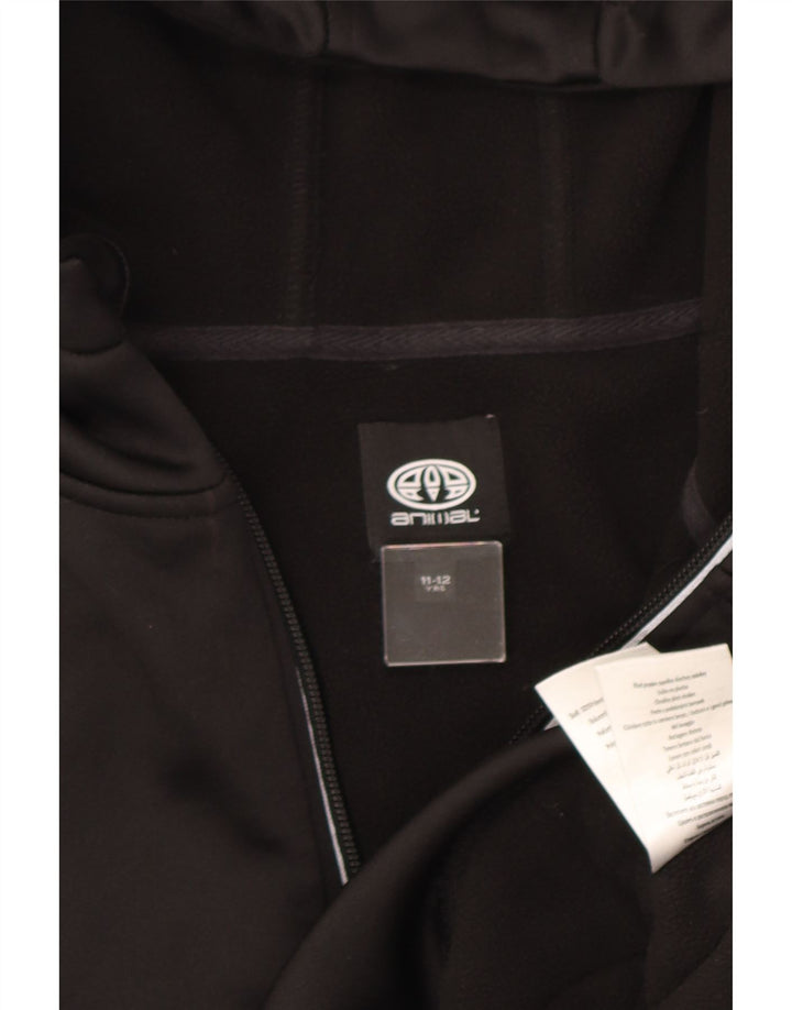 Animal-Kapuzenpullover mit Reißverschluss für Jungen, 11–12 Jahre, schwarzes Polyester