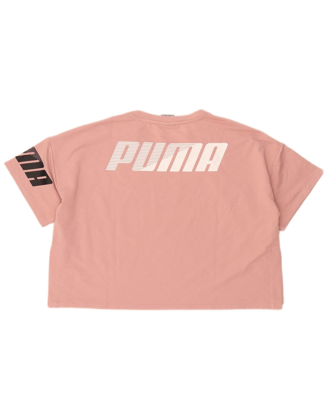 Puma Damen Crop Graphic T-Shirt Top UK 16 Large Rosa Polyester