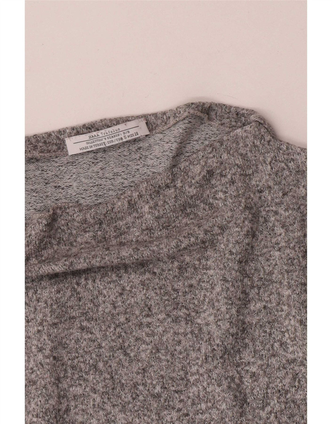 Zara Damen-Oversize-Oberteil, langärmlig, Gr. 10, klein, grau gefleckt