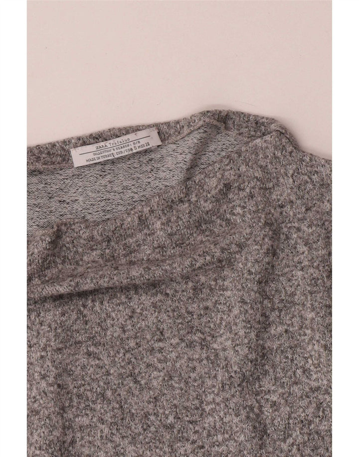 Zara Damen-Oversize-Oberteil, langärmlig, Gr. 10, klein, grau gefleckt