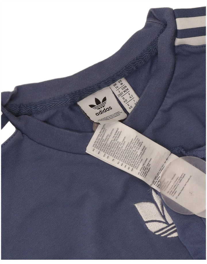 Adidas Damen Graphic T-Shirt Top UK 14 Mittelblaue Baumwolle