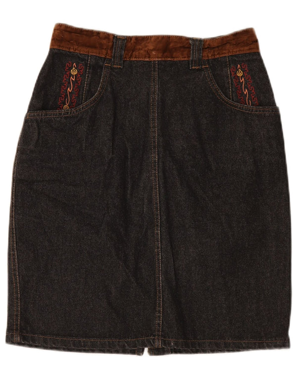 STEFANEL Womens High Waist Denim Skirt IT 46 Large W28  Grey Cotton