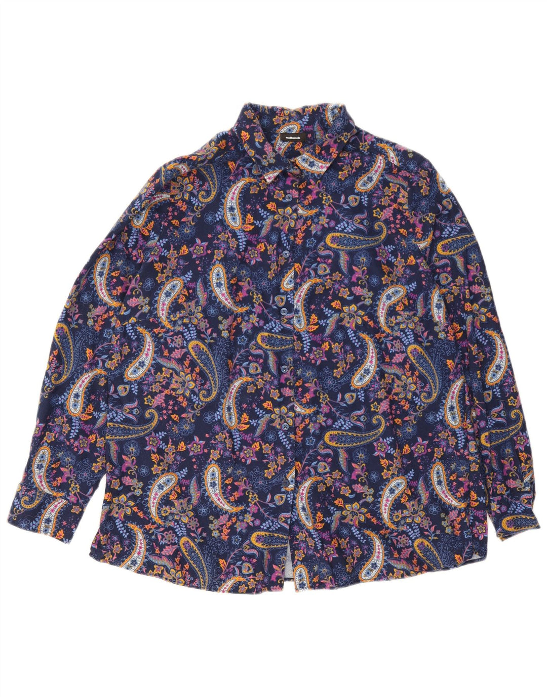Walbusch Damen-Hemdbluse in Übergröße, IT 44, mittelblau, Paisleymuster