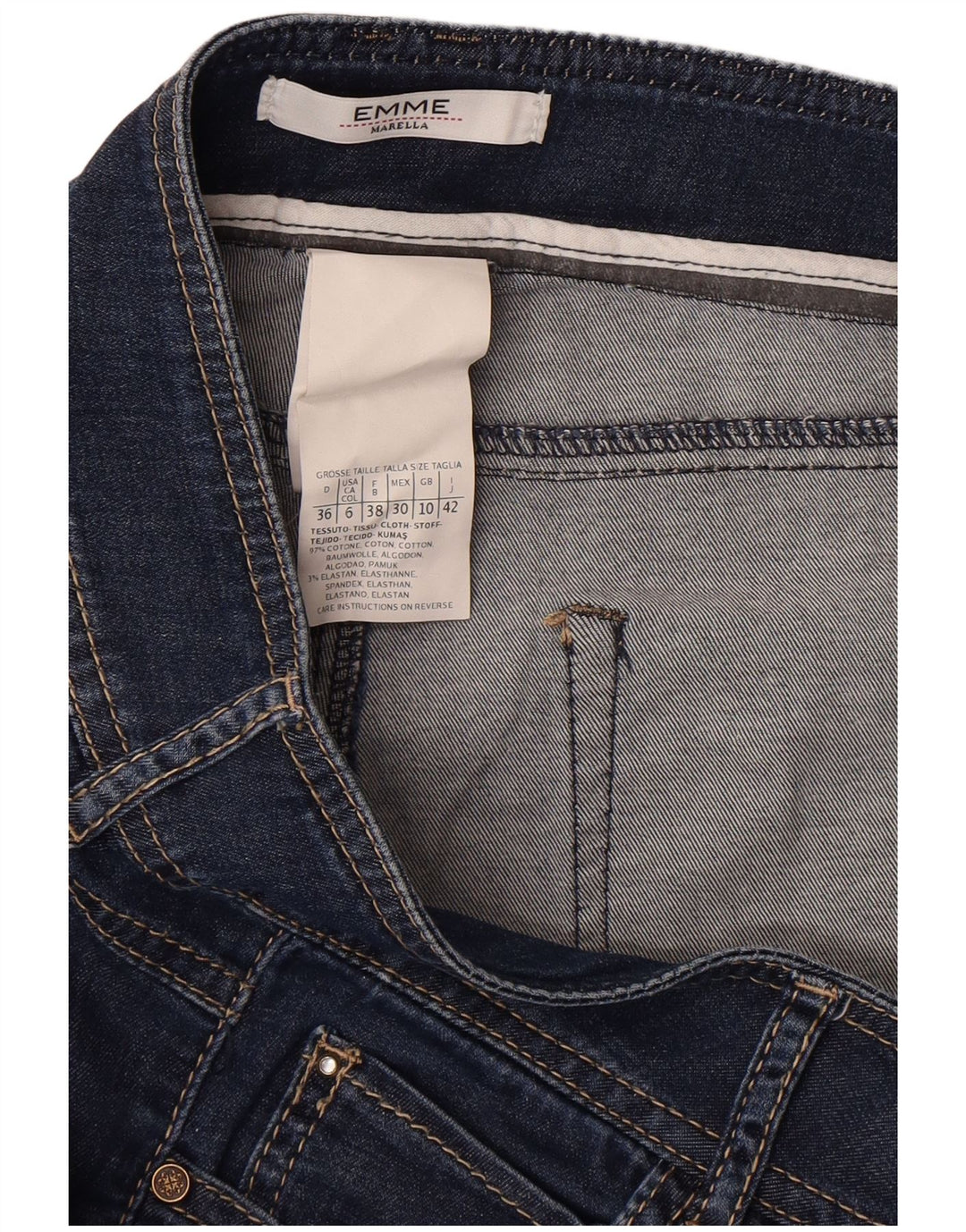 Marella Damen Slim Jeans UK 10 Small W28 L30 Blaue Baumwolle