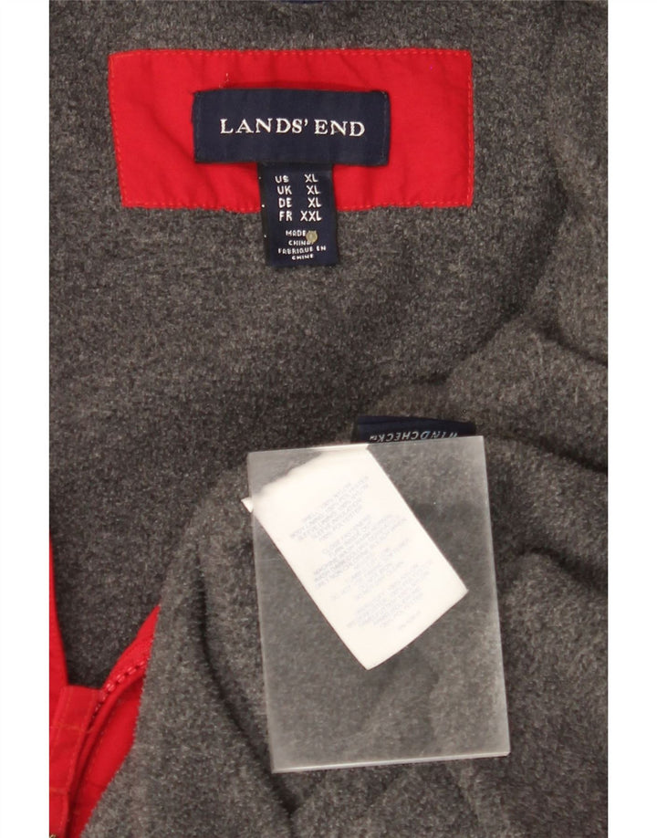 LANDS END Herren-Windbreakerjacke mit Kapuze, UK 42, XL, rotes Nylon