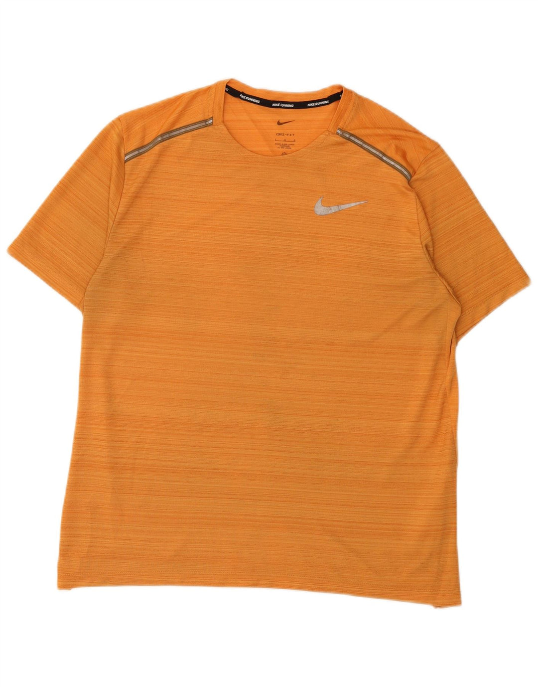 Nike Herren Dri Fit T-Shirt-Oberteil, großes orangefarbenes Nadelstreifen-Polyester