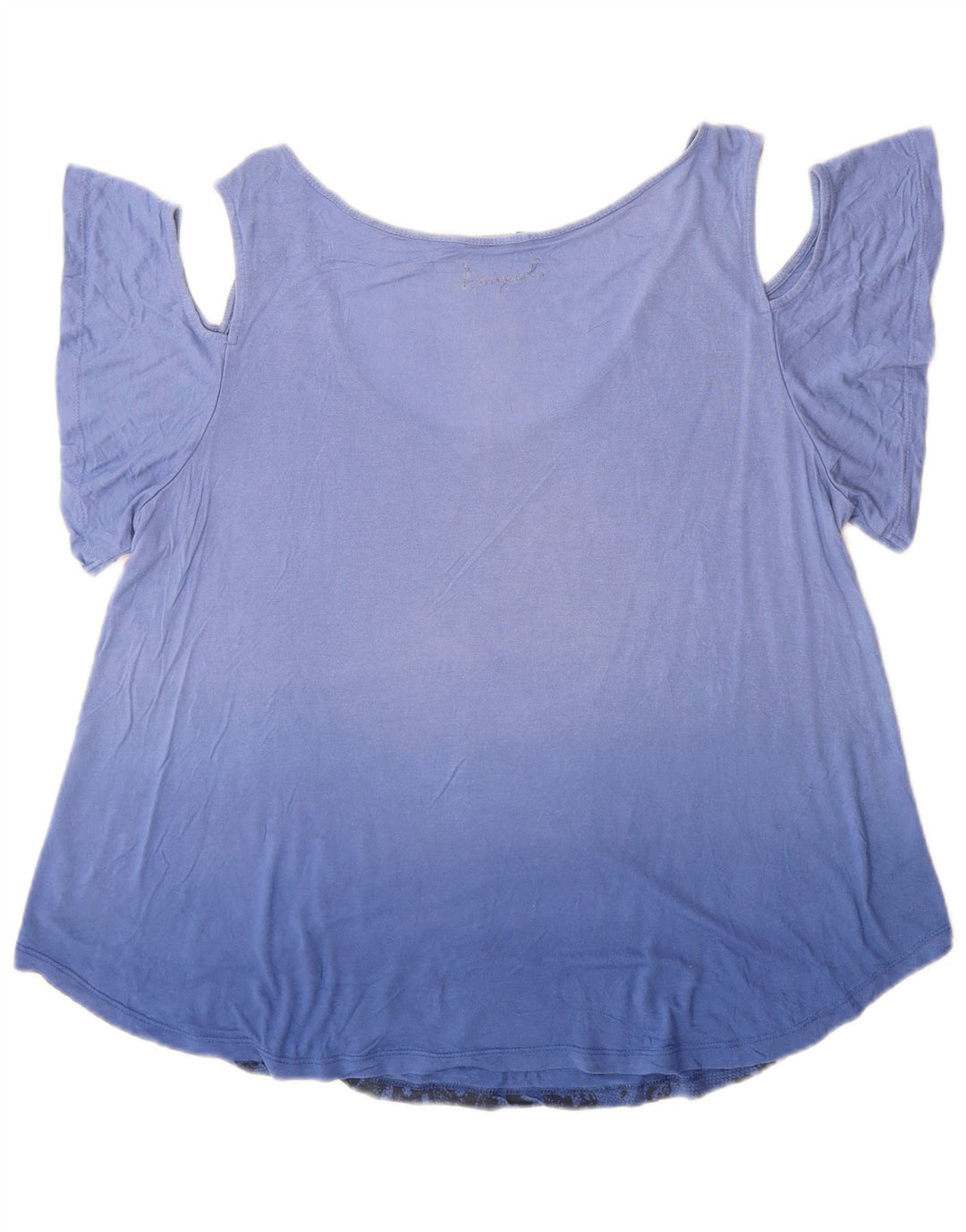 Desigual Damen Graphic Off Shoulder Top UK 16 Large Blue Floral