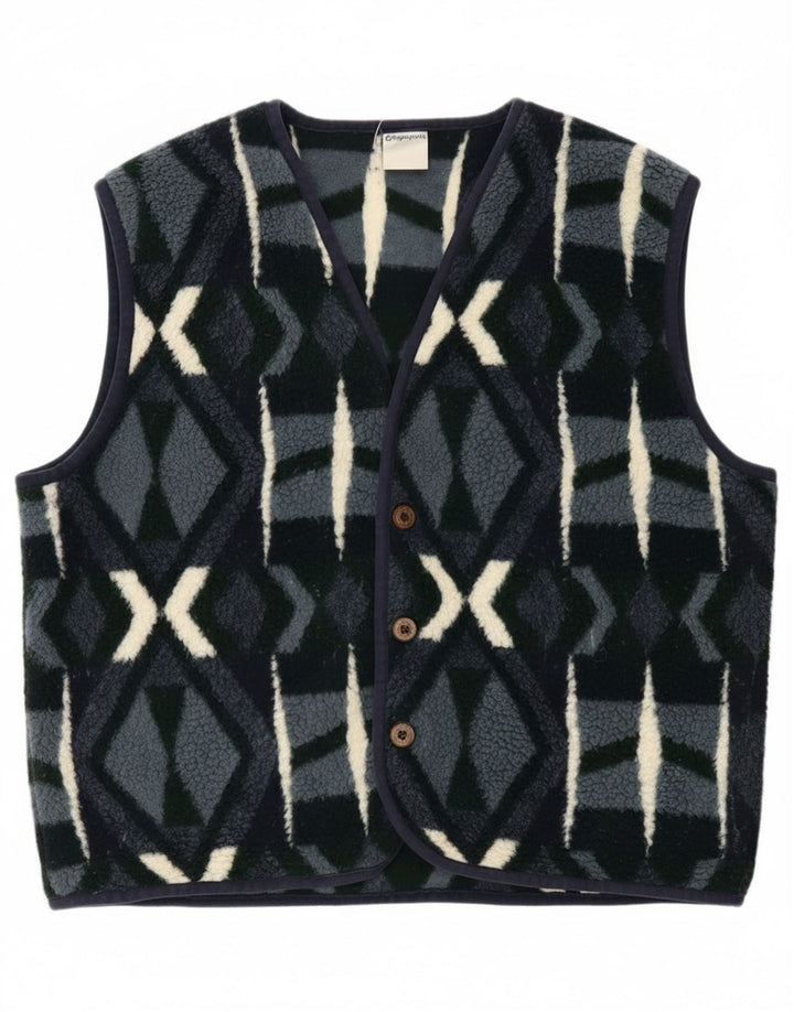 Campagnolo Herren-Fleeceweste UK 38 Mittelmarineblaues geometrisches Polyester