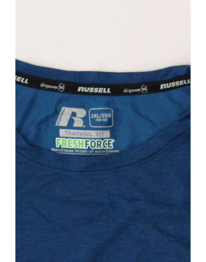 RUSSELL ATHLETIC Mens Training T-Shirt Top UK 50/52 2XL Blue Polyester Vintage Russell Athletic and Second-Hand Russell Athletic from Messina Hembry 
