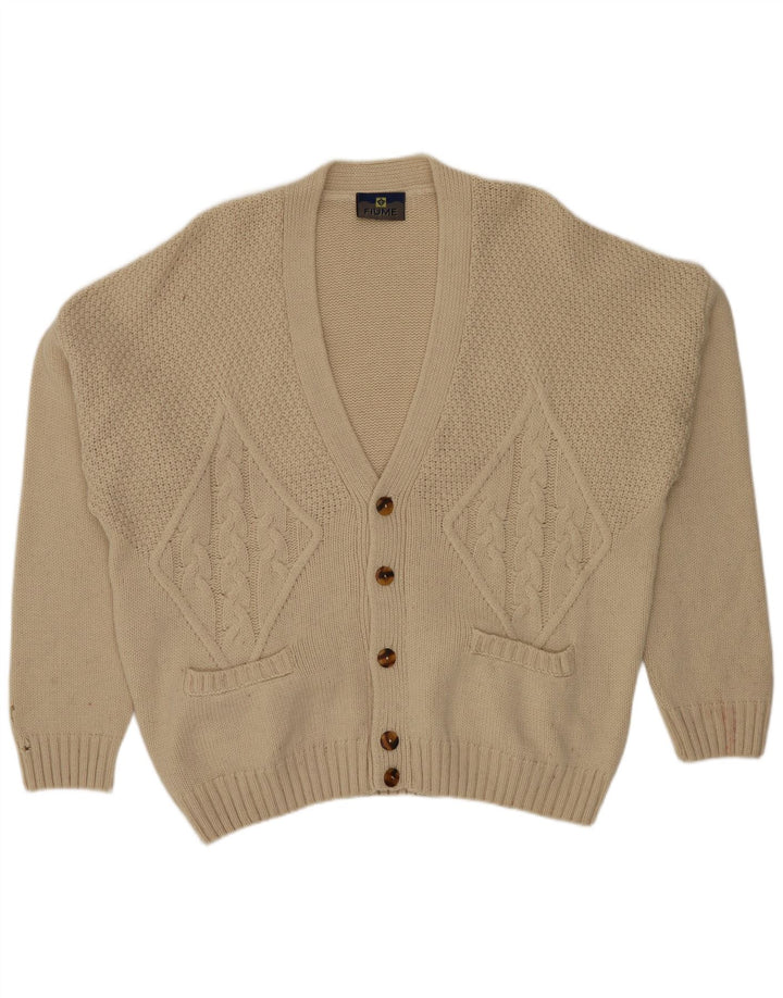 Fiume Herren Strickjacke IT 54 XL Beige Wolle